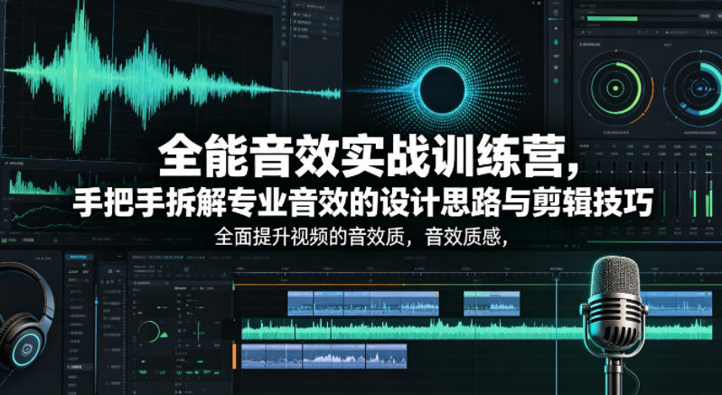 全能音效实战训练营，手把手拆解专业音效的设计思路与剪辑技巧，全面提升视频的音效质感-资源社