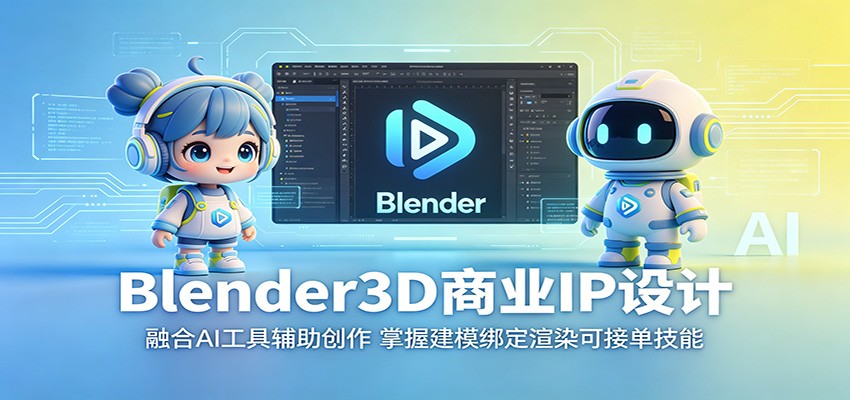 Blender3D商业IP设计：融合AI工具辅助创作，掌握建模绑定渲染可接单技能-资源社