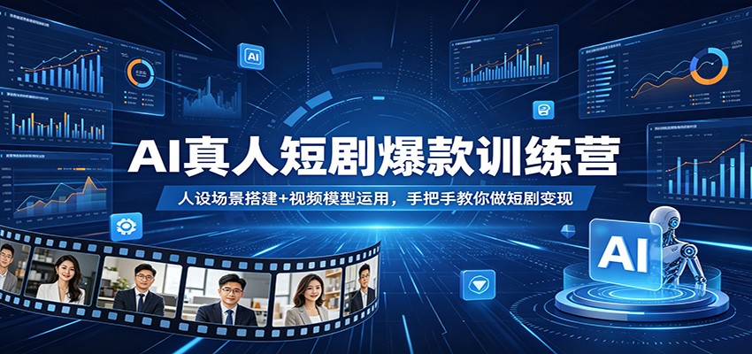 AI真人短剧爆款训练营：人设场景搭建+视频模型运用，手把手教你做短剧变现-资源社