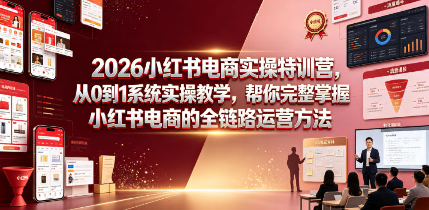 2026小红书电商实操特训营，从0到1系统实操教学，帮你完整掌握小红书电商的全链路运营方法-资源社