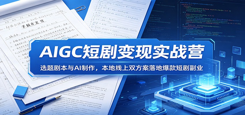 AIGC短剧变现实战营：选题剧本与AI制作，本地线上双方案落地爆款短剧副业-资源社