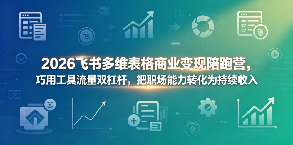2026飞书多维表格商业变现陪跑营,巧用工具流量双杠杆,把职场能力转化为持续收入-资源社