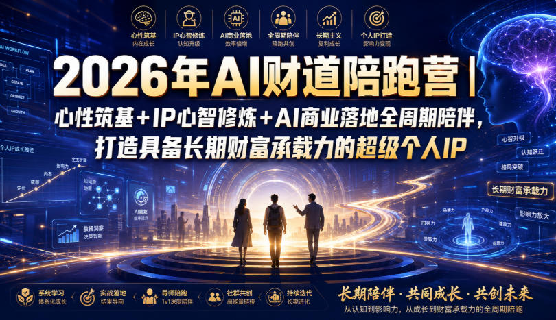 2026年AI财道陪跑营｜心性筑基+IP心智修炼+AI商业落地全周期陪伴，打造具备长期财富承载力的超级个人IP-资源社