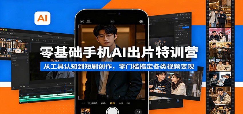 零基础手机AI出片特训营：从工具认知到短剧创作，零门槛搞定各类视频变现-资源社