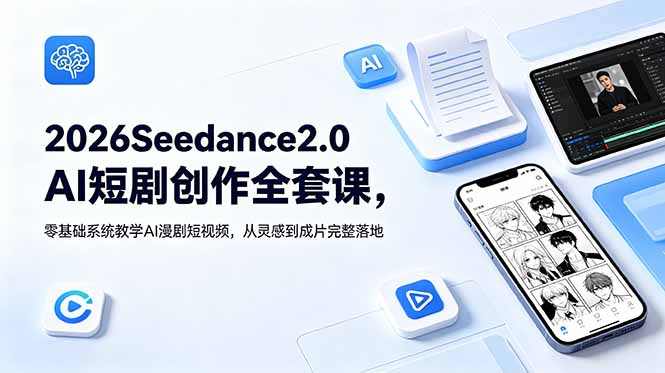 2026Seedance2.0AI短剧创作全套课,零基础系统教学AI漫剧短视频,从灵感到成片完整落地-资源社