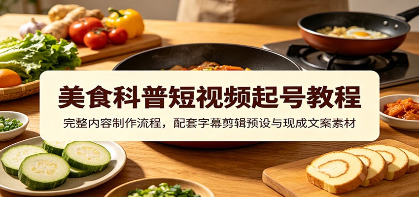 美食科普短视频起号教程:完整内容制作流程,配套字幕剪辑预设与现成文案素材-资源社