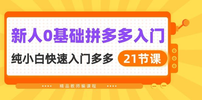 新人0基础拼多多入门,纯小白快速入门多多(21节课-资源社