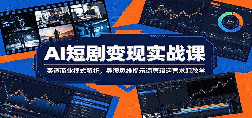 AI短剧变现实战课：赛道商业模式解析，导演思维提示词剪辑运营求职教学-资源社