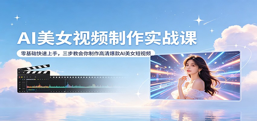 AI美女视频制作实战课：零基础快速上手，三步教会你制作高清爆款AI美女短视频-资源社