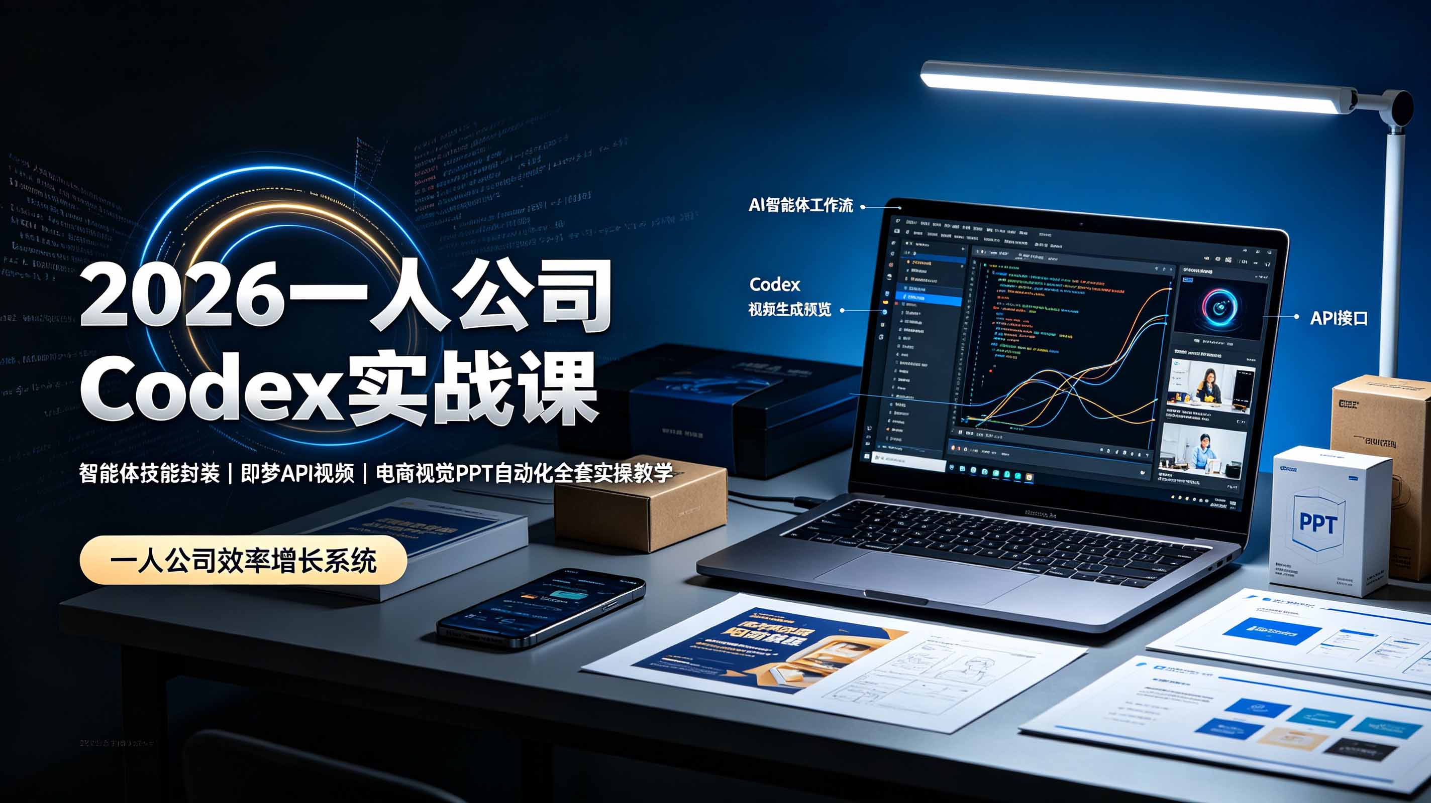2026一人公司Codex实战课◆智能体技能封装|即梦API视频|电商视觉PPT自动化全套实操教学-资源社