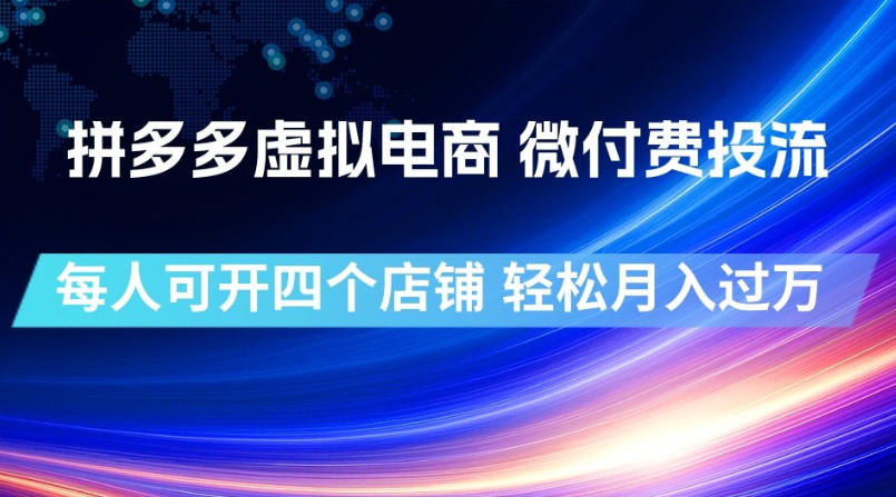 拼多多虚拟电商，微付费投流玩法，每人可开四个店，轻松月入过1W【揭秘】-资源社
