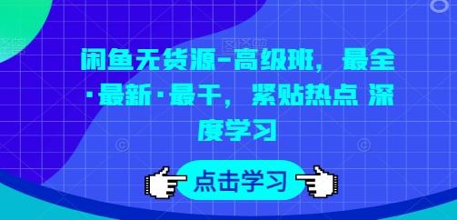 闲鱼无货源-高级班，最全·最新·最干，紧贴热点 深度学习-资源社