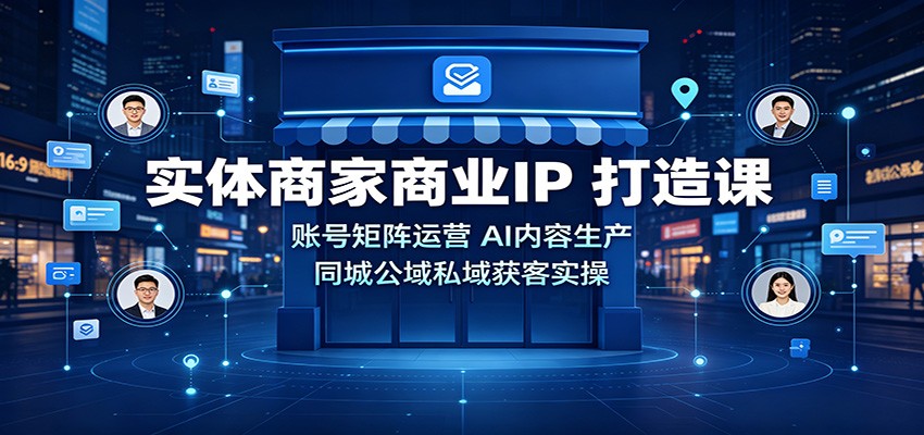 实体商家商业IP打造课：账号矩阵运营，AI内容生产，同城公域私域获客实操-资源社