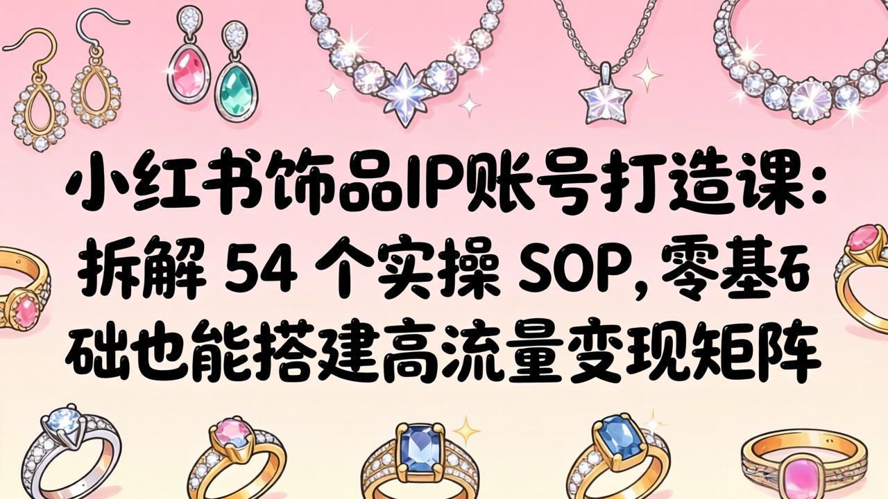小红书饰品IP账号打造课：拆解 54 个实操 SOP，零基础也能搭建高流量变现矩阵-资源社