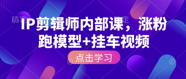 IP剪辑师内部课，涨粉跑模型+挂车视频-资源社