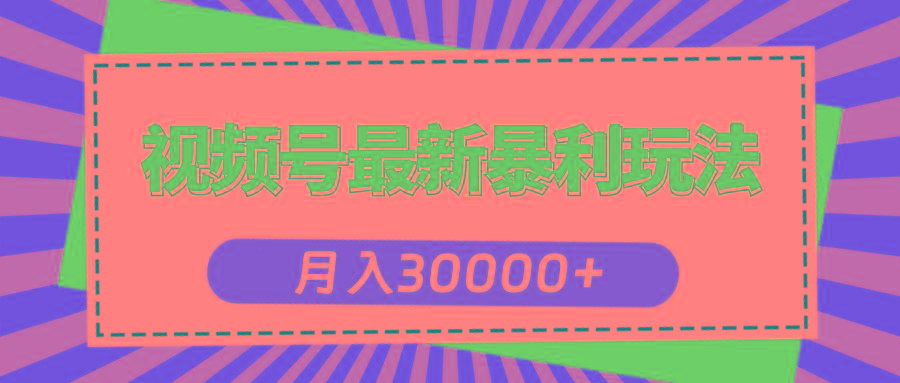 视频号最新暴利玩法，轻松月入30000+-资源社