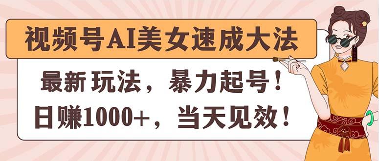 视频号AI美女速成大法，暴力起号，日赚1000+，当天见效-资源社