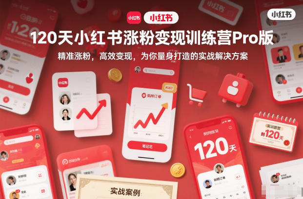 120天小红书涨粉变现训练营Pro版,精准涨粉,高效变现,为你量身打造的实战解决方案-资源社