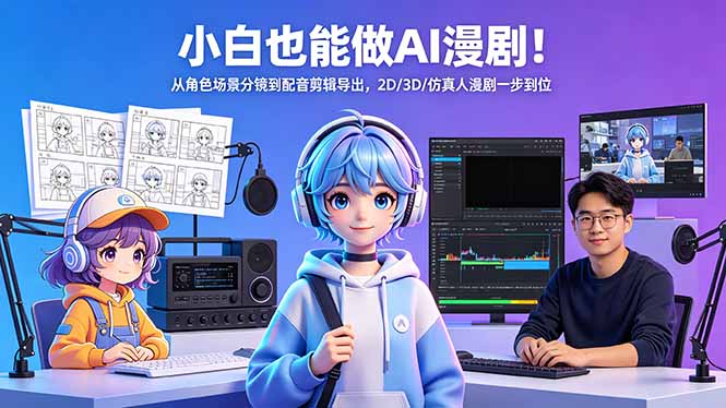 小白也能做AI漫剧！从角色场景分镜到配音剪辑导出，2D/3D/仿真人漫剧一步到位-资源社