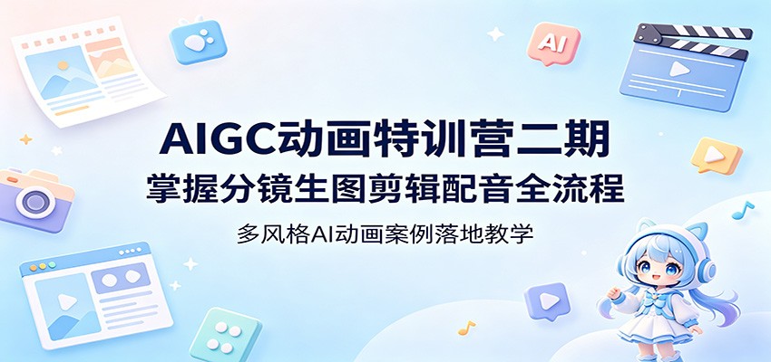 AIGC动画特训营二期：掌握分镜生图剪辑配音全流程，多风格AI动画案例落地教学-资源社