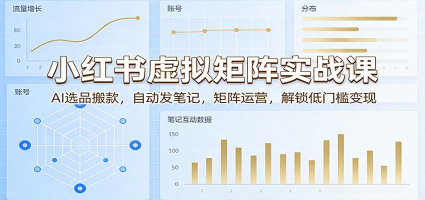 小红书虚拟矩阵实战课：AI选品搬款，自动发笔记，矩阵运营，解锁低门槛变现-资源社