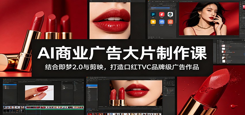 AI商业广告大片制作课:结合即梦2.0与剪映,打造口红TVC品牌级广告作品-资源社