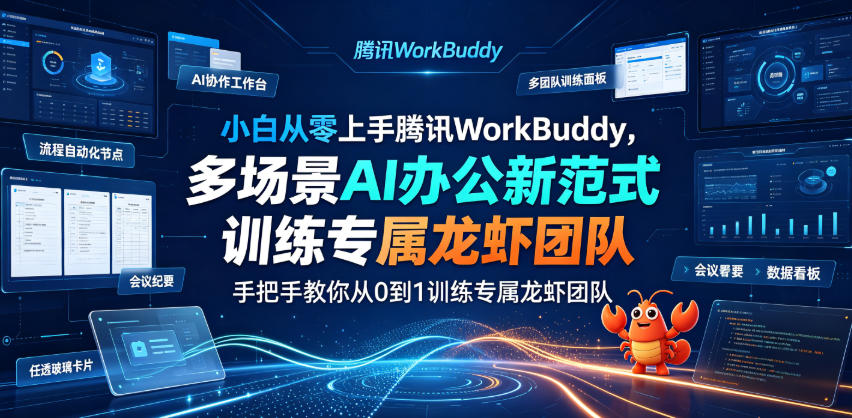 小白从零上手腾讯WorkBuddy，多场景AI办公新范式实战，手把手教你从0到1训练专属龙虾团队-资源社