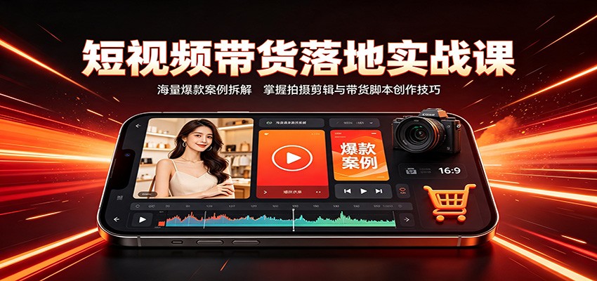 短视频带货落地实战课：海量爆款案例拆解，掌握拍摄剪辑与带货脚本创作技巧-资源社