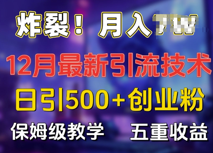 炸裂!揭秘12月最新日引流500+精准创业粉，多重收益保姆级教学-资源社