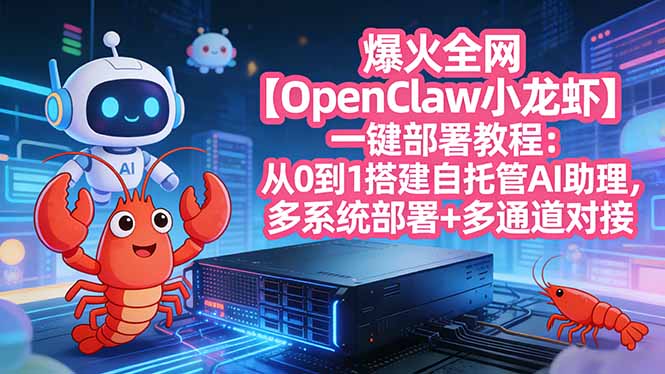 爆火全网【OpenClaw 小龙虾】一键部署教程：从0到1搭建自托管AI助理，多系统部署+多通道对接-资源社