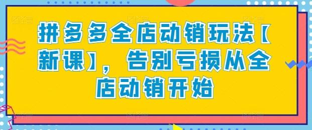 拼多多全店动销玩法【新课】，告别亏损从全店动销开始-资源社