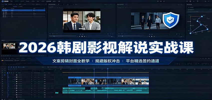 2026韩剧影视解说实战课:文案剪辑封面全教学,规避版权冲击平台精选签约通道-资源社