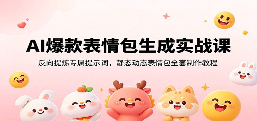 AI爆款表情包生成实战课：反向提炼专属提示词，静态动态表情包全套制作教程-资源社