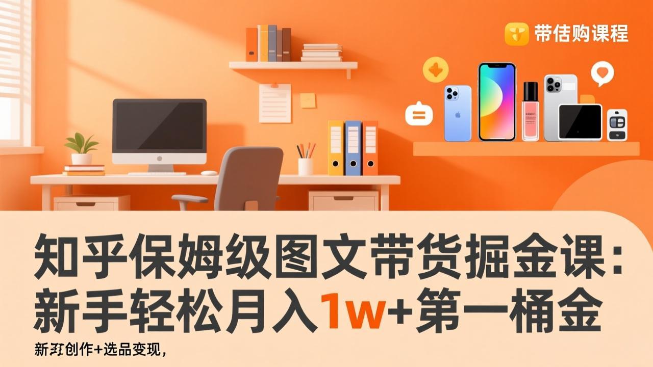 知乎保姆级图文带货掘金课：账号打造+爆文创作+选品变现，新手轻松月入1w+第一桶金-资源社