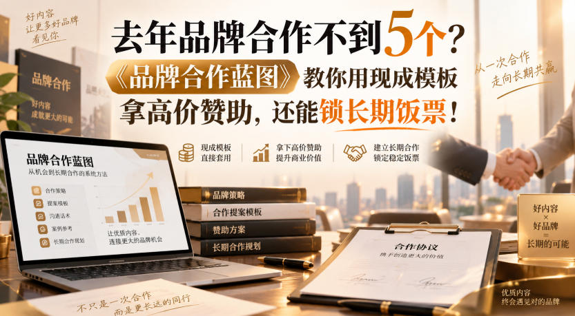 去年品牌合作不到5个？《品牌合作蓝图》教你用现成模板拿高价赞助，还能锁长期饭票！【原创双语字幕】-资源社