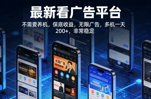 最新看广告平台，不需要养机，保底收益，无限广告，多机一天200+，非常稳定【揭秘】-资源社