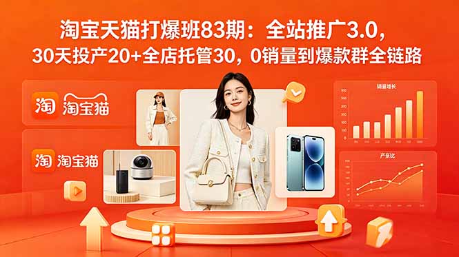 2026淘宝天猫打爆班83期:全站推广3.0,30天投产20+全店托管30,0销量到爆款群全链路-资源社