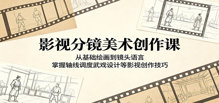 影视分镜美术创作课:从基础绘画到镜头语言,掌握轴线调度武戏设计等影视创作技巧-资源社