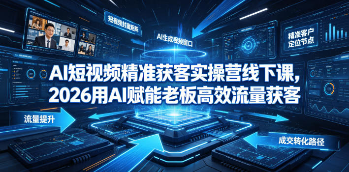 AI短视频精准获客实操营6月10-14号线下课，2026用AI赋能老板高效流量获客-资源社