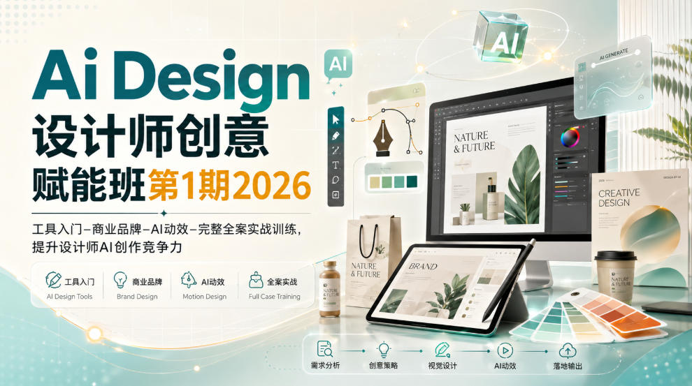 Ai Design设计师创意赋能班第1期2026|工具入门‑商业品牌‑AI动效‑完整全案实战训练,提升设计师AI创作竞争力-资源社