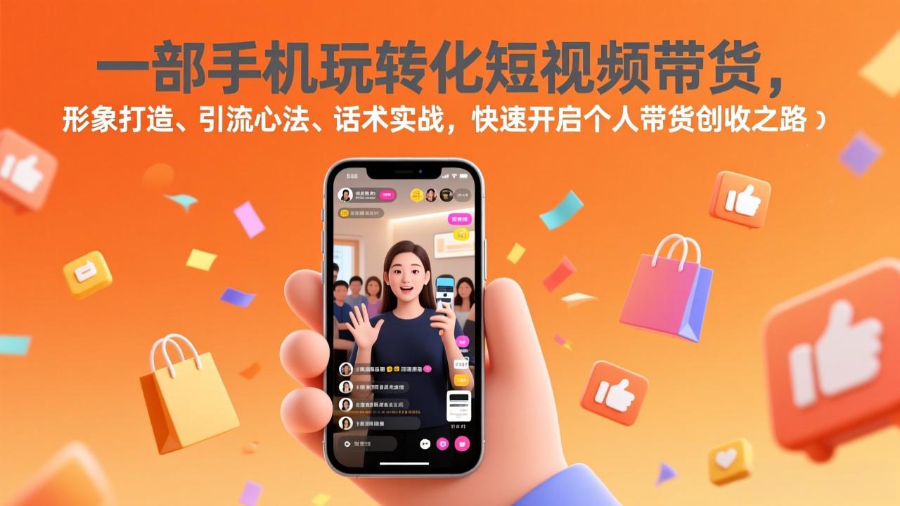 一部手机玩转化短视频带货，形象打造、引流心法、话术实战，快速开启个人带货创收之路-资源社