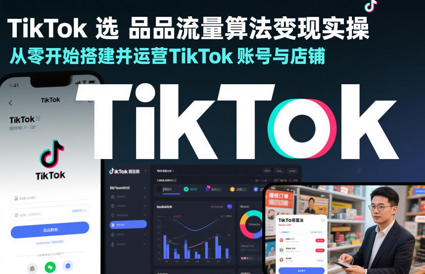 TikTok选品流量算法变现实操,从零开始搭建并运营TikTok账号与店铺-资源社