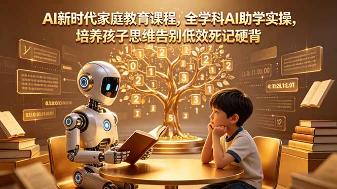 AI新时代家庭教育课程，全学科AI助学实操，培养孩子思维告别低效死记硬背-资源社
