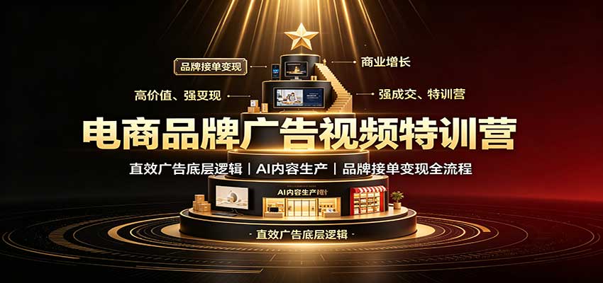 电商品牌广告视频特训：直效广告底层逻辑，AI内容生产，品牌接单变现全流程-资源社