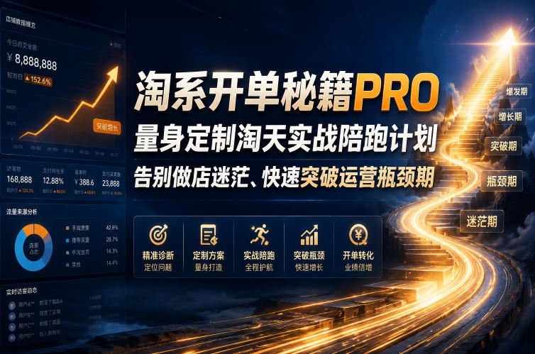 淘系开单秘籍PRO，量身定制淘天实战陪跑计划，告别做店迷茫、快速突破运营瓶颈期(2026年6月11)-资源社