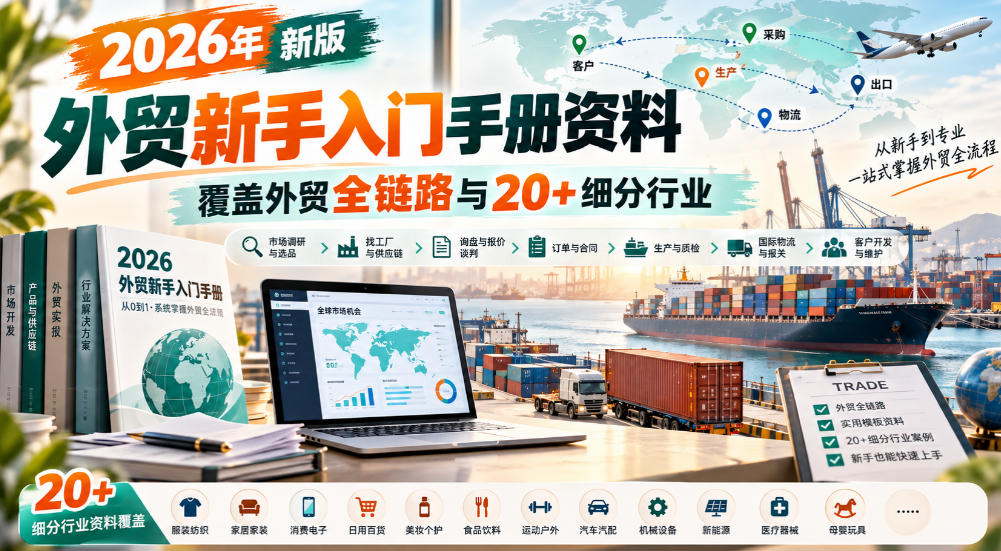 2026年新版外贸新手入门手册资料,覆盖外贸全链路与20+细分行业-资源社