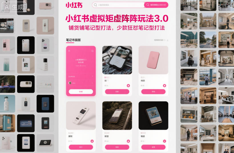 小红书虚拟矩阵玩法3.0，铺货铺笔记型打法，少款狂怼笔记型打法-资源社