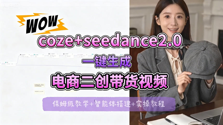 【Coze工作流搭建实操教程】seedance2.0+coze一键生成电商二创带货视频，全流程保姆级教学-资源社