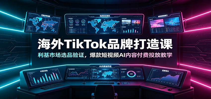 海外TikTok品牌打造课：利基市场选品验证，爆款短视频AI内容付费投放教学-资源社