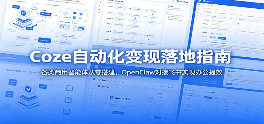 Coze自动化变现落地指南：各类商用智能体从零搭建，OpenClaw对接飞书实现办公提效-资源社
